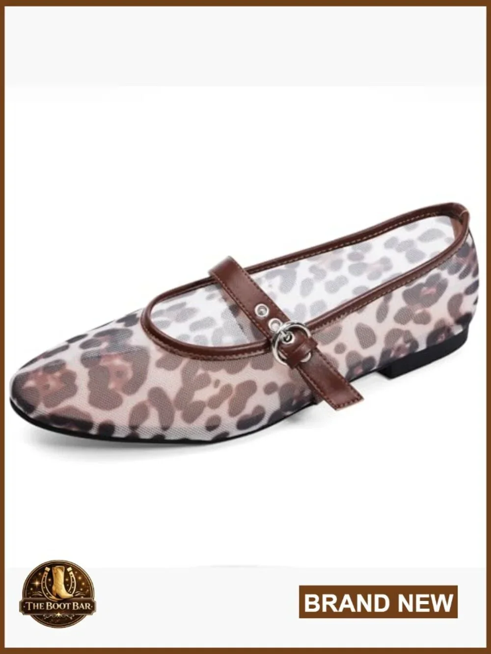 Women's Mesh Ballet Flats Slip On Pointed Toe Breathable Cute Animal Print Shoes